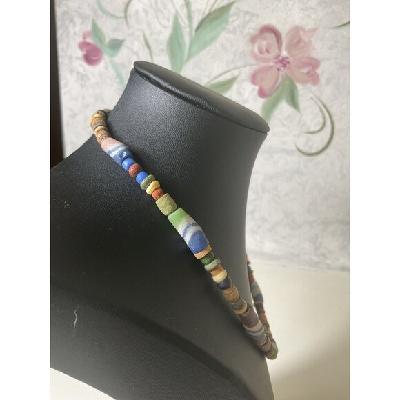 Beaded Multi-Color Necklace With Wood Spring Ring Clasp - Picture 4 of 4